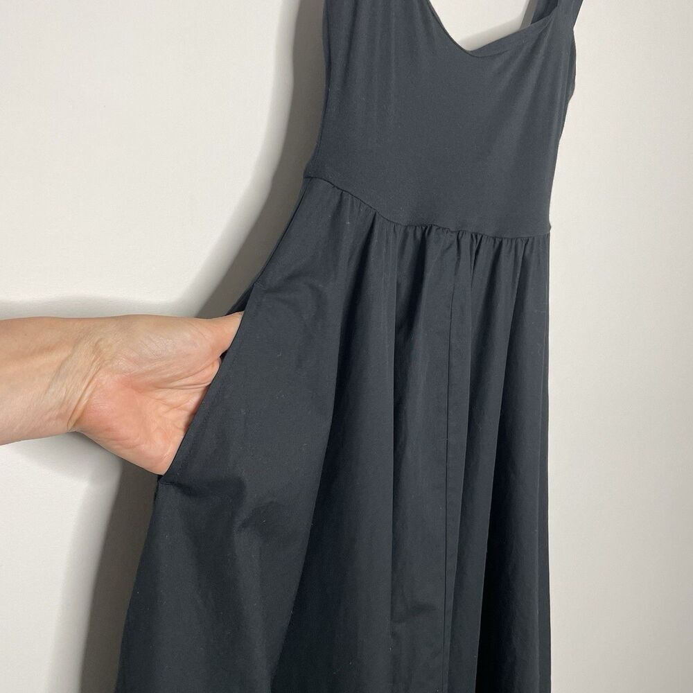 J.CREW Tank Midi Dress Women XXS Poplin Skirt NEW Black A-Line Pockets CA647 - Picture 7 of 16